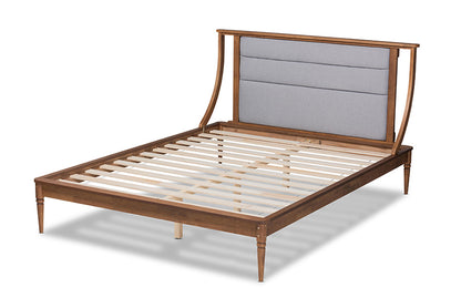 Baxton Studio - Regis Queen Size Bed - MG0067-Light Grey/Walnut-Queen view 3