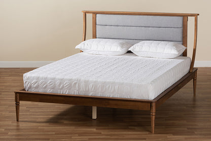 Baxton Studio - Regis Queen Size Bed - MG0067-Light Grey/Walnut-Queen view 8