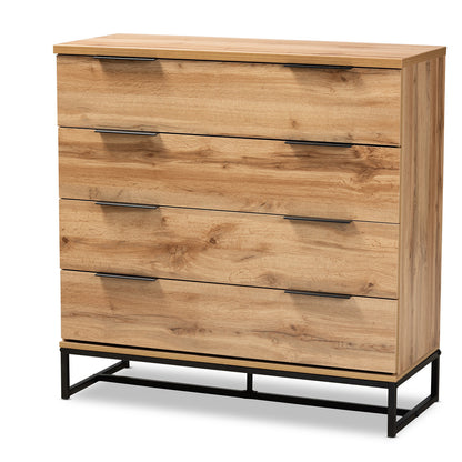 Baxton Studio - Reid Dresser in Oak/Black - CH8000-Oak/Black-4DW-Dresser view 1