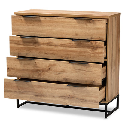 Baxton Studio - Reid Dresser in Oak/Black - CH8000-Oak/Black-4DW-Dresser view 2
