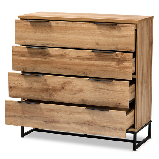 Baxton Studio - Reid Dresser in Oak/Black - CH8000-Oak/Black-4DW-Dresser view 2