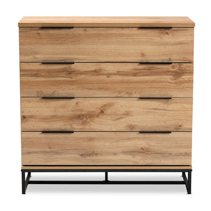 Baxton Studio - Reid Dresser in Oak/Black - CH8000-Oak/Black-4DW-Dresser view 3