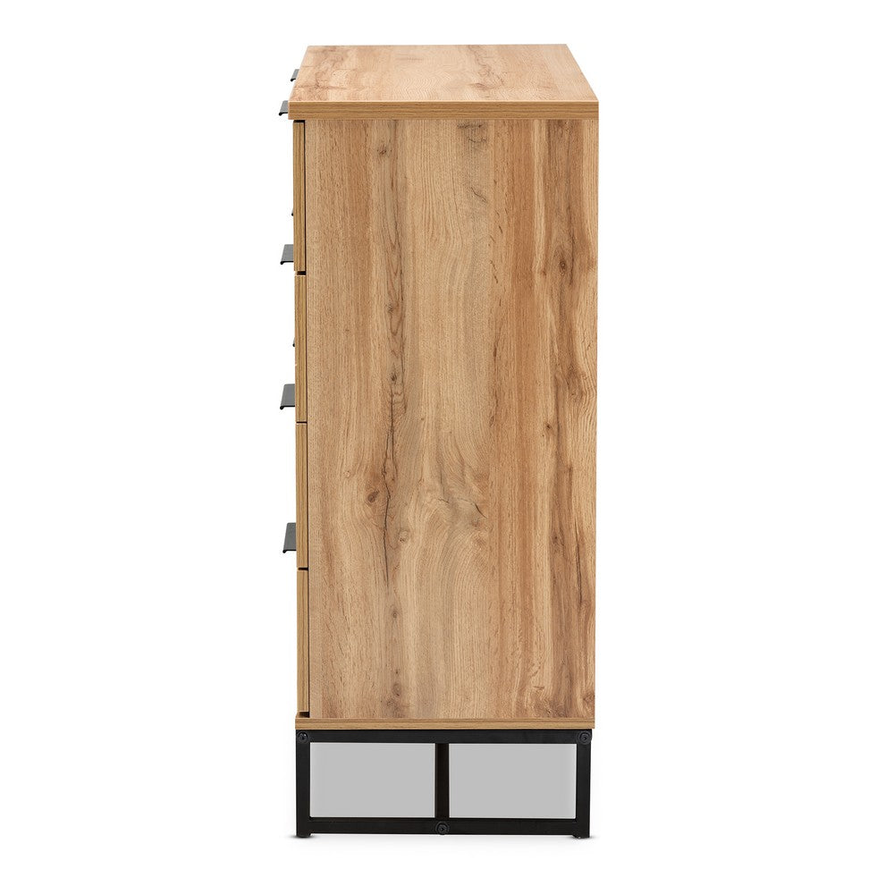 Baxton Studio - Reid Dresser in Oak/Black - CH8000-Oak/Black-4DW-Dresser view 4