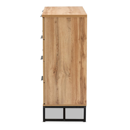 Baxton Studio - Reid Dresser in Oak/Black - CH8000-Oak/Black-4DW-Dresser view 4