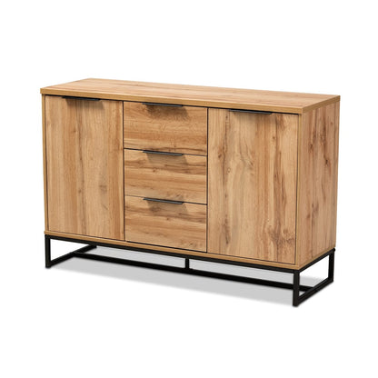 Baxton Studio - Reid Sideboard in Oak/Black - MPC8007-Oak/Black-Sideboard view 1