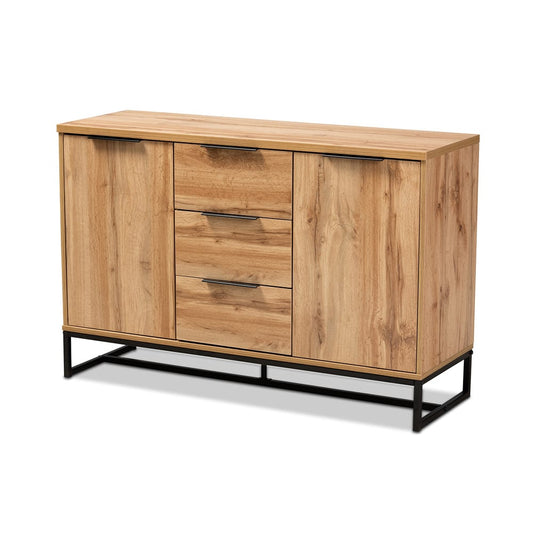 Baxton Studio - Reid Sideboard in Oak/Black - MPC8007-Oak/Black-Sideboard view 1