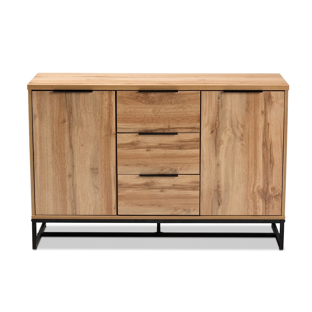 Baxton Studio - Reid Sideboard in Oak/Black - MPC8007-Oak/Black-Sideboard view 3