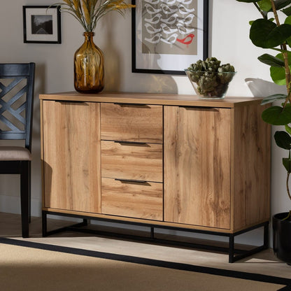Baxton Studio - Reid Sideboard in Oak/Black - MPC8007-Oak/Black-Sideboard view 7