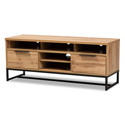 Baxton Studio - Reid TV Stand in Oak/Black - TV8007-Oak/Black-TV view 1