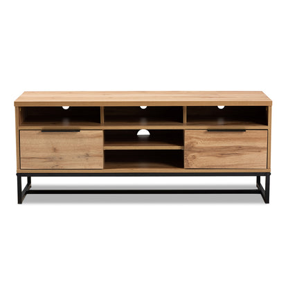 Baxton Studio - Reid TV Stand in Oak/Black - TV8007-Oak/Black-TV view 3