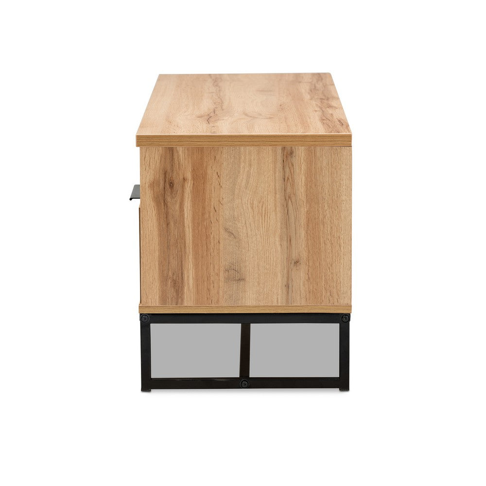 Baxton Studio - Reid TV Stand in Oak/Black - TV8007-Oak/Black-TV view 4