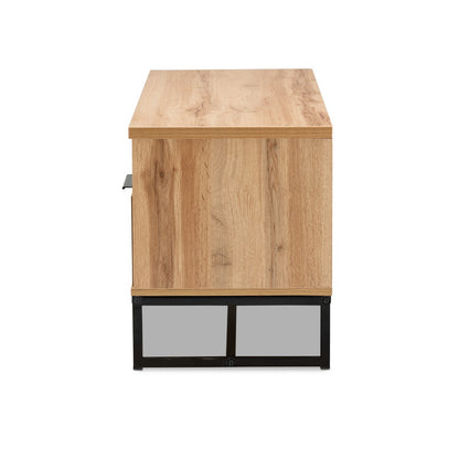 Baxton Studio - Reid TV Stand in Oak/Black - TV8007-Oak/Black-TV view 4