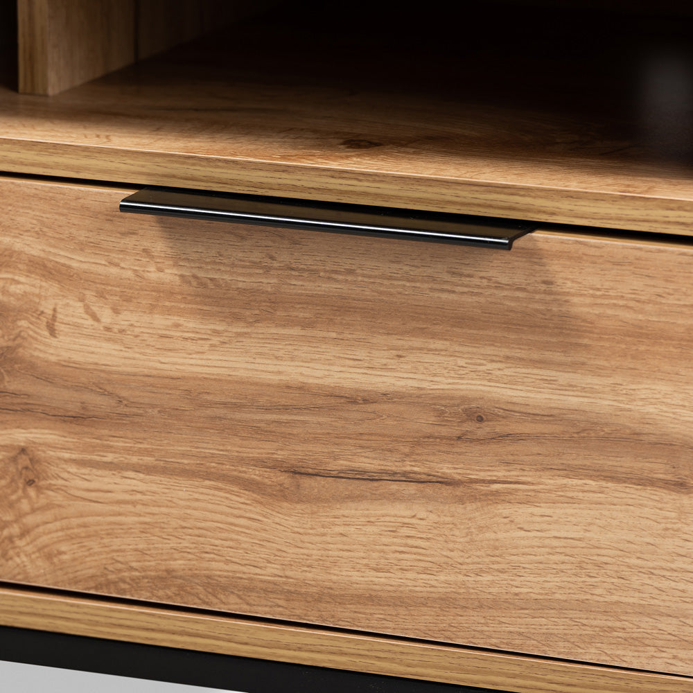 Baxton Studio - Reid TV Stand in Oak/Black - TV8007-Oak/Black-TV view 5