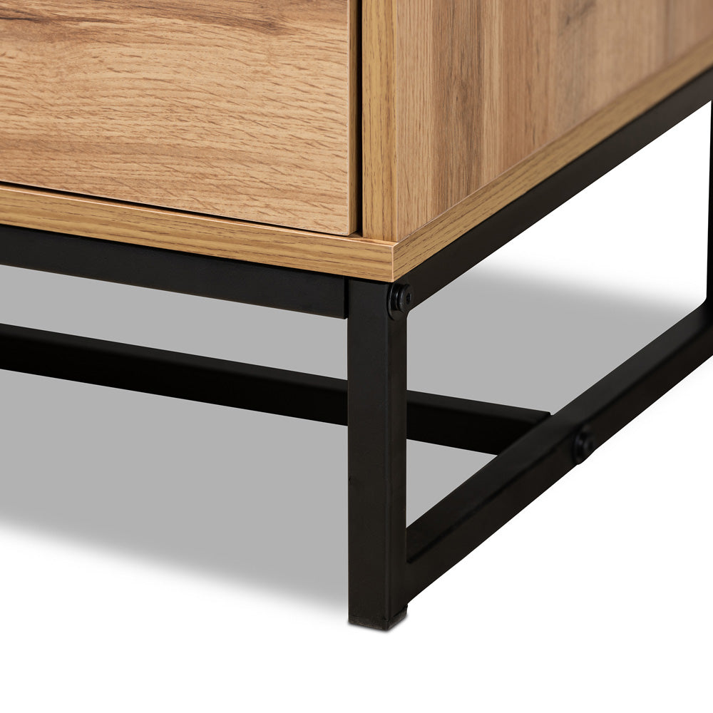 Baxton Studio - Reid TV Stand in Oak/Black - TV8007-Oak/Black-TV view 6