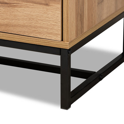 Baxton Studio - Reid TV Stand in Oak/Black - TV8007-Oak/Black-TV view 6
