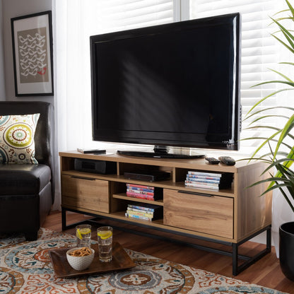 Baxton Studio - Reid TV Stand in Oak/Black - TV8007-Oak/Black-TV view 7