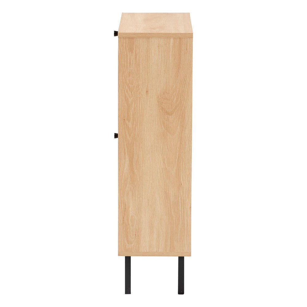 Baxton Studio - Remus Shoe Cabinet in Light Oak/Black - LC231201-Tan-Shoe Cabinet view 4