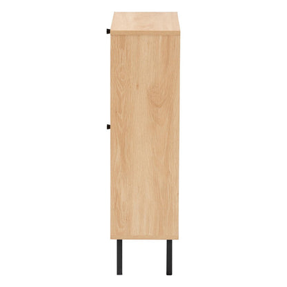 Baxton Studio - Remus Shoe Cabinet in Light Oak/Black - LC231201-Tan-Shoe Cabinet view 4
