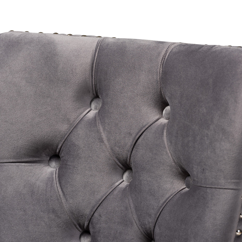 Baxton Studio - Remy Set of 2 Dining Chairs in Grey/Espresso - WS-F458-Grey Velvet/Espresso-DC view 5