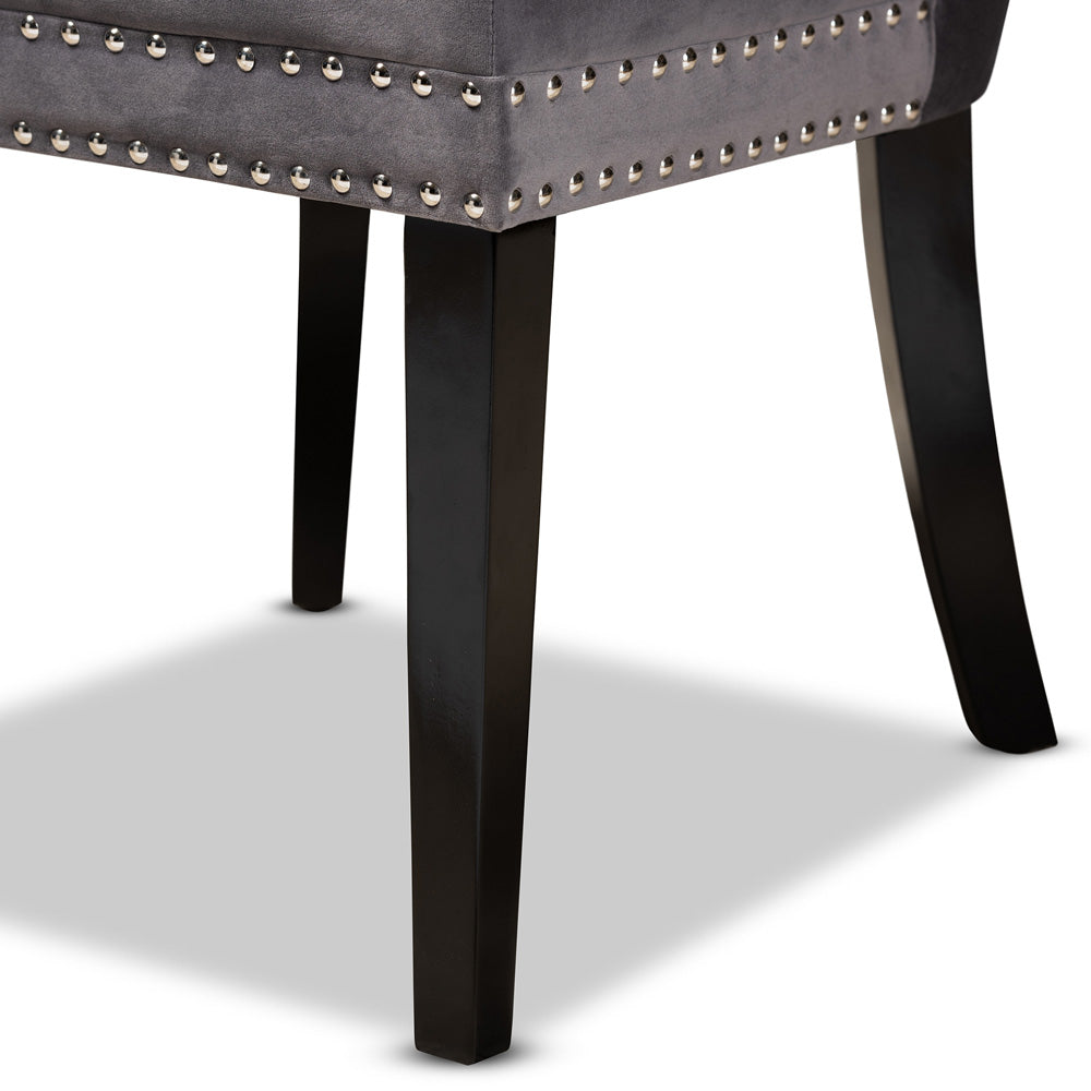 Baxton Studio - Remy Set of 2 Dining Chairs in Grey/Espresso - WS-F458-Grey Velvet/Espresso-DC view 6