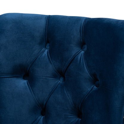 Baxton Studio - Remy Set of 2 Dining Chairs in Navy Blue/Espresso - WS-F458-Navy Blue Velvet/Espresso-DC view 5