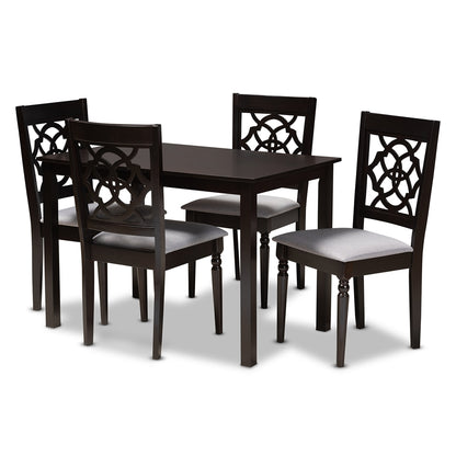 Baxton Studio - Renaud Dining Set in Gray/Espresso - RH332C-Grey/Dark Brown-5PC Dining Set view 1
