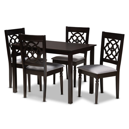 Baxton Studio - Renaud Dining Set in Gray/Espresso - RH332C-Grey/Dark Brown-5PC Dining Set view 1