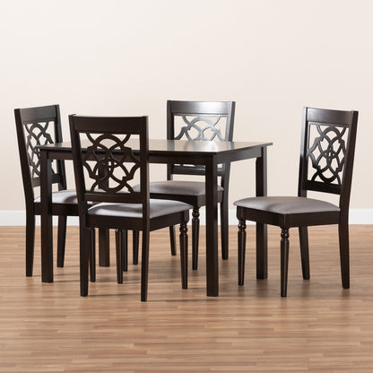 Baxton Studio - Renaud Dining Set in Gray/Espresso - RH332C-Grey/Dark Brown-5PC Dining Set view 5