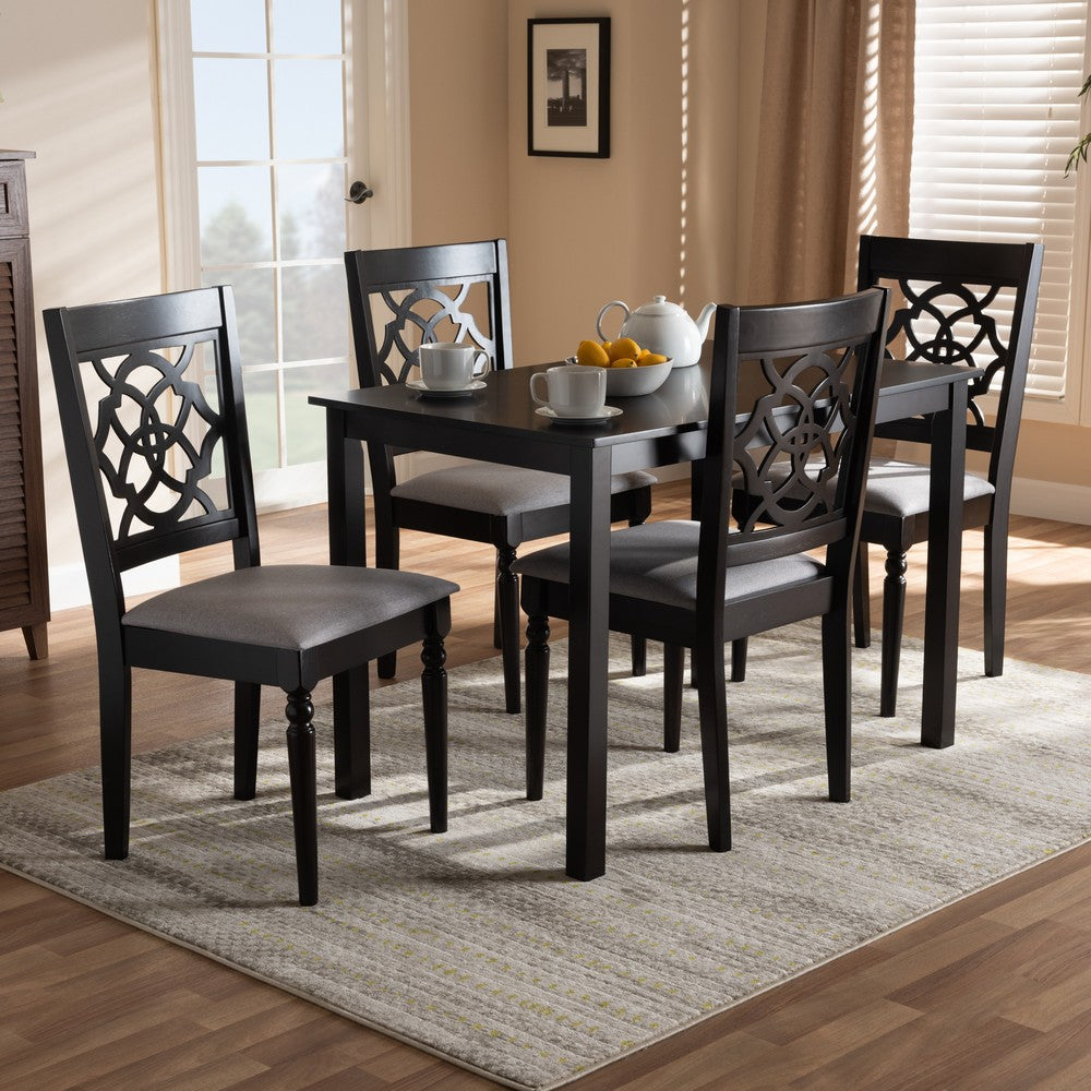 Baxton Studio - Renaud Dining Set in Gray/Espresso - RH332C-Grey/Dark Brown-5PC Dining Set view 6