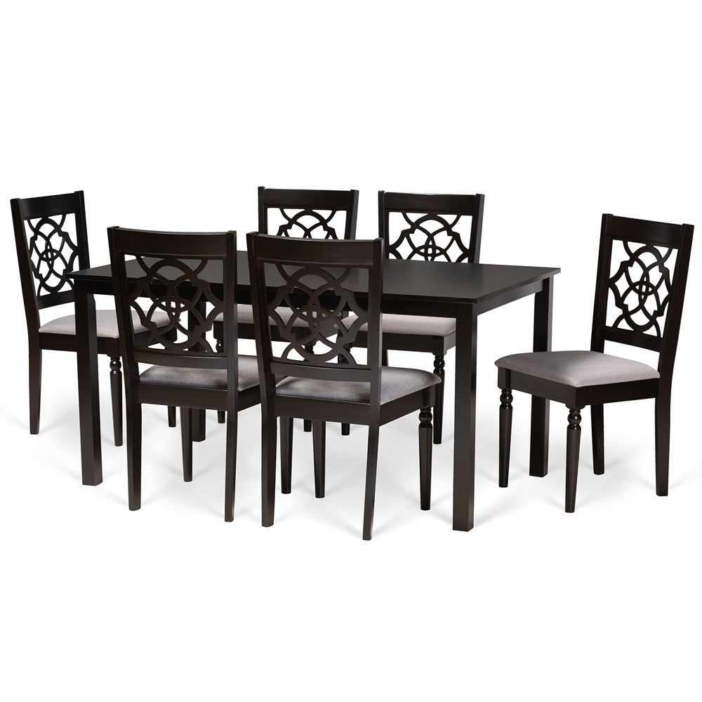 Baxton Studio - Renaud Dining Set in Grey/dark brown - RH332C-Grey/Dark Brown-7PC Dining Set view 1