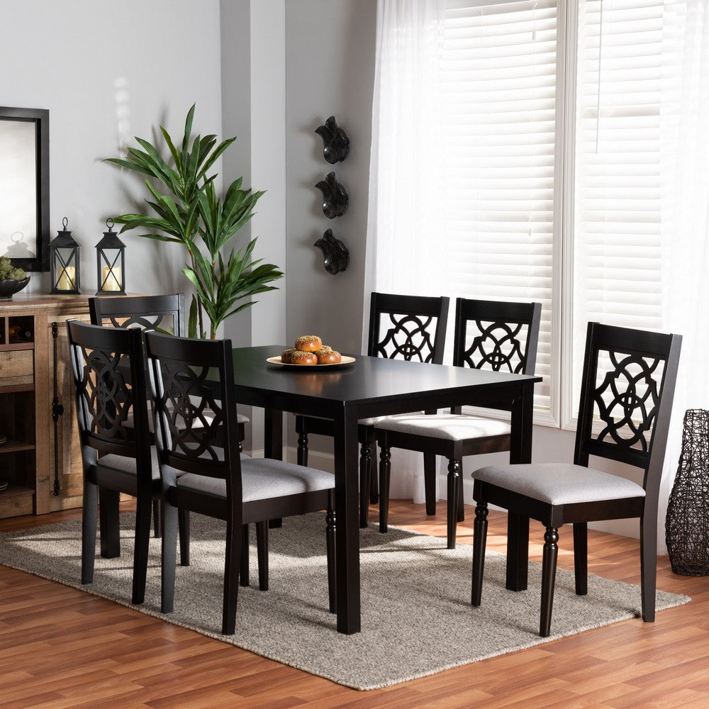 Baxton Studio - Renaud Dining Set in Grey/dark brown - RH332C-Grey/Dark Brown-7PC Dining Set view 7