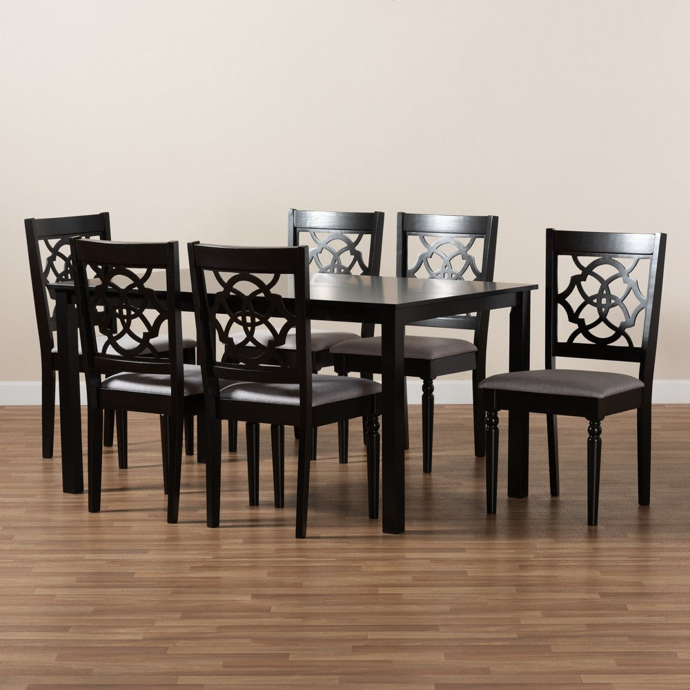 Baxton Studio - Renaud Dining Set in Grey/dark brown - RH332C-Grey/Dark Brown-7PC Dining Set view 8