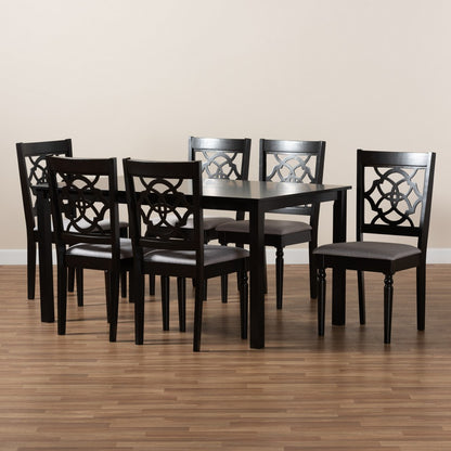 Baxton Studio - Renaud Dining Set in Grey/dark brown - RH332C-Grey/Dark Brown-7PC Dining Set view 8