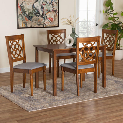 Baxton Studio - Renaud Dining Set in Grey/Walnut Brown - Felicia-Grey/Walnut-5PC Dining Set view 8