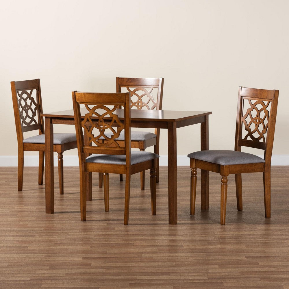 Baxton Studio - Renaud Dining Set in Grey/Walnut Brown - Felicia-Grey/Walnut-5PC Dining Set view 9