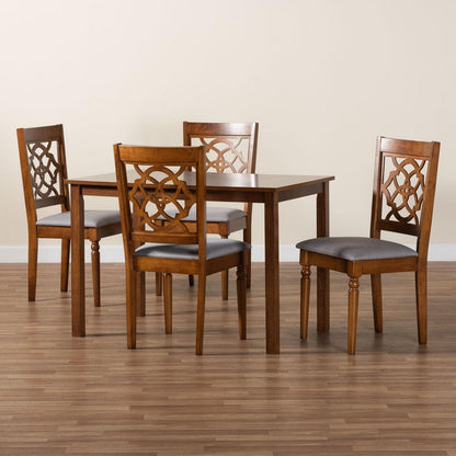 Baxton Studio - Renaud Dining Set in Grey/Walnut Brown - Felicia-Grey/Walnut-5PC Dining Set view 9