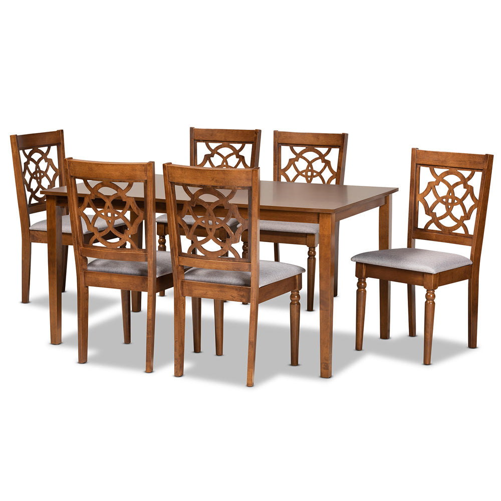 Baxton Studio - Renaud Dining Set in Grey/Walnut Brown - RH332C-Grey/Walnut-DC-7PC Dining Set view 1