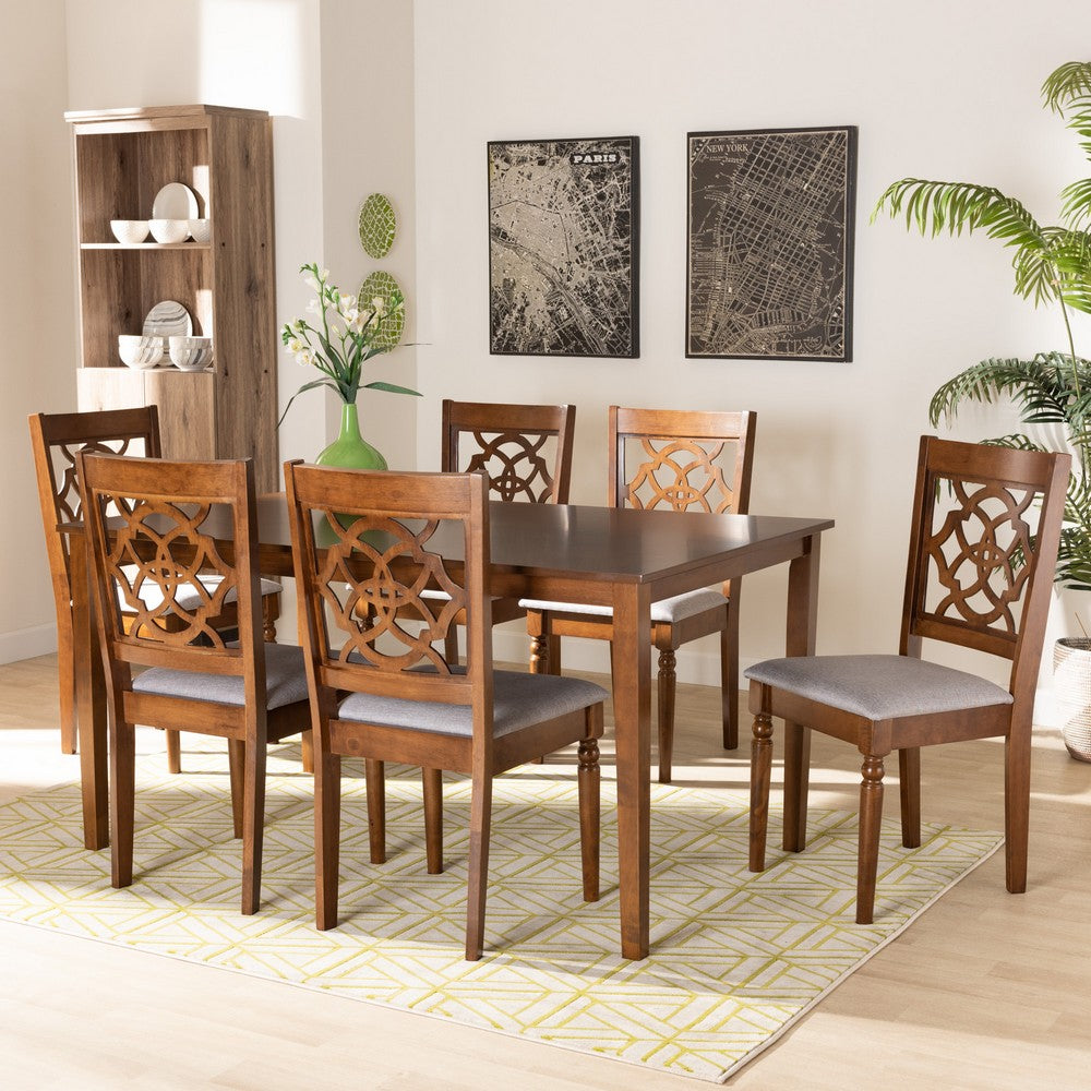 Baxton Studio - Renaud Dining Set in Grey/Walnut Brown - RH332C-Grey/Walnut-DC-7PC Dining Set view 7