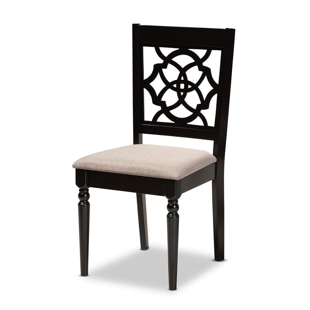 Baxton Studio - Renaud Dining Set in Sand/dark brown - RH332C-Sand/Dark Brown-7PC Dining Set view 2