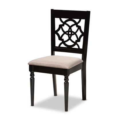 Baxton Studio - Renaud Dining Set in Sand/dark brown - RH332C-Sand/Dark Brown-7PC Dining Set view 2