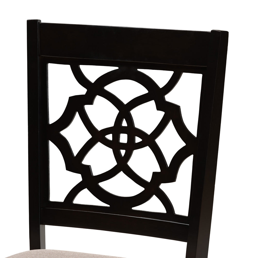 Baxton Studio - Renaud Dining Set in Sand/dark brown - RH332C-Sand/Dark Brown-7PC Dining Set view 5