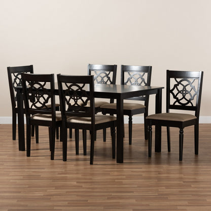 Baxton Studio - Renaud Dining Set in Sand/dark brown - RH332C-Sand/Dark Brown-7PC Dining Set view 8