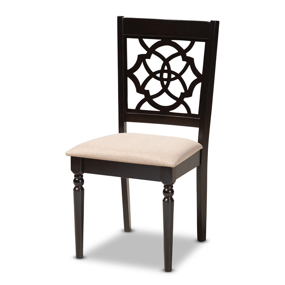 Baxton Studio - Renaud Dining Set in Sand/Espresso - RH332C-Sand/Dark Brown-5PC Dining Set view 2