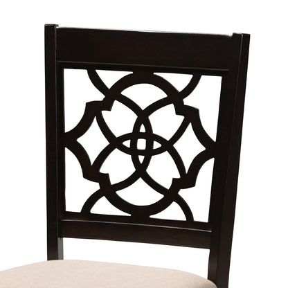 Baxton Studio - Renaud Dining Set in Sand/Espresso - RH332C-Sand/Dark Brown-5PC Dining Set view 4