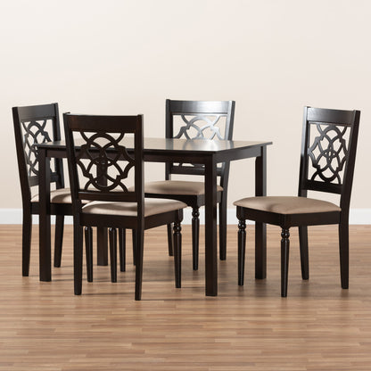 Baxton Studio - Renaud Dining Set in Sand/Espresso - RH332C-Sand/Dark Brown-5PC Dining Set view 5