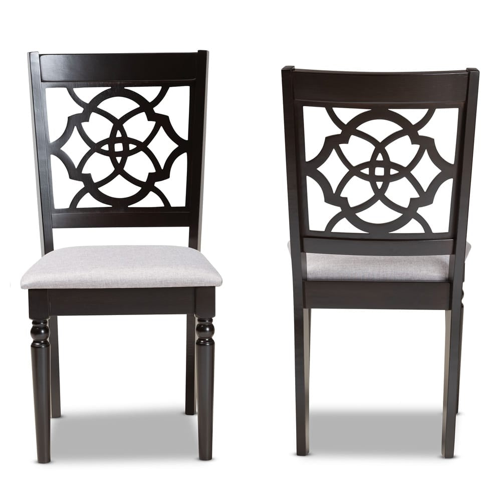 Baxton Studio - Renaud Set of 2 Dining Chairs in Grey/dark brown - RH332C-Grey/Dark Brown-DC-2PK view 2