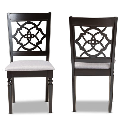 Baxton Studio - Renaud Set of 2 Dining Chairs in Grey/dark brown - RH332C-Grey/Dark Brown-DC-2PK view 2