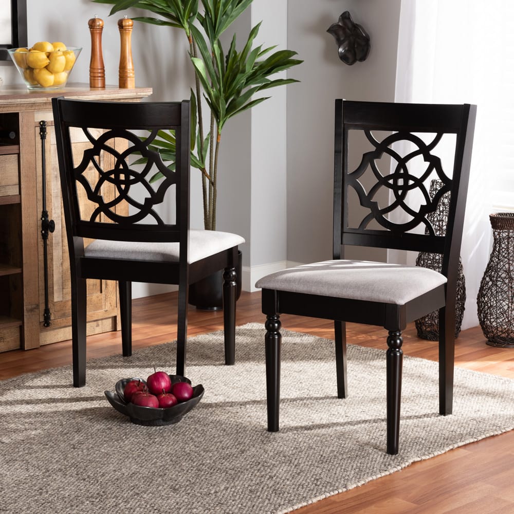 Baxton Studio - Renaud Set of 2 Dining Chairs in Grey/dark brown - RH332C-Grey/Dark Brown-DC-2PK view 6