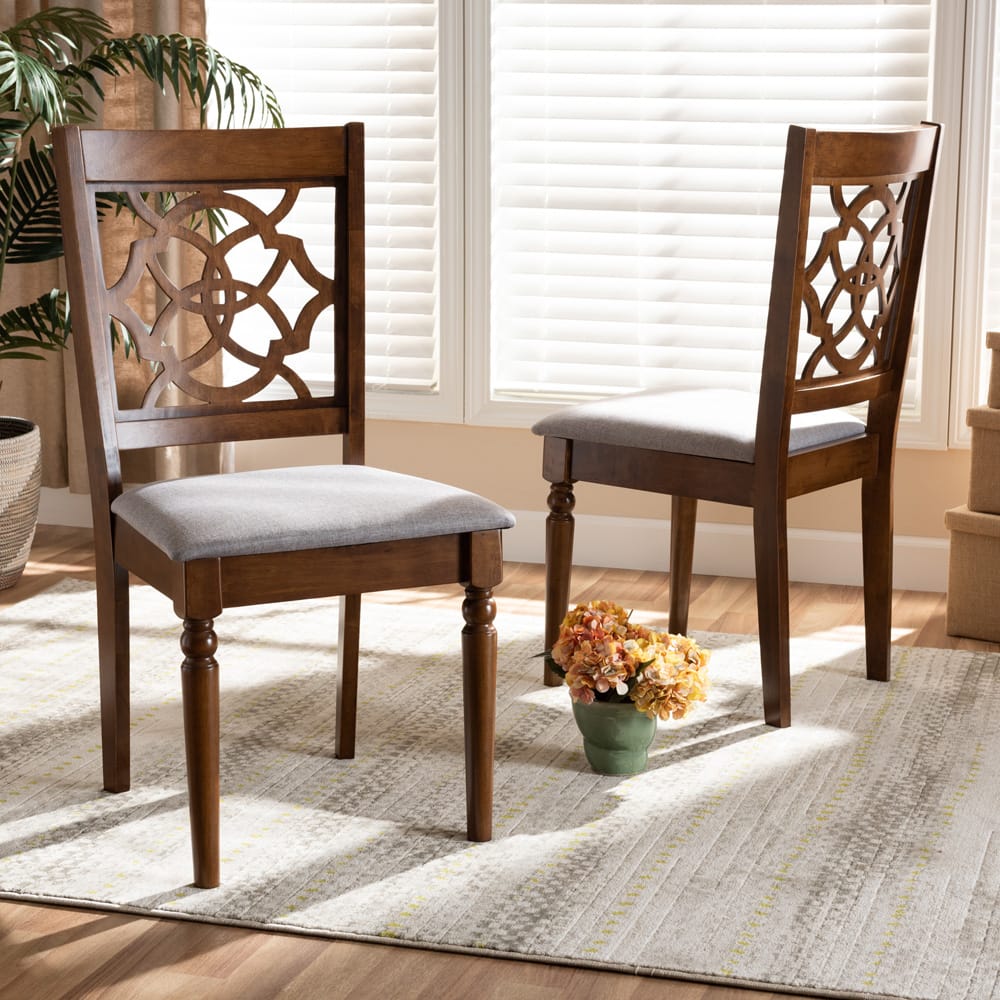 Baxton Studio - Renaud Set of 2 Dining Chairs in Grey/Walnut Brown - RH332C-Grey/Walnut-DC-2PK view 6