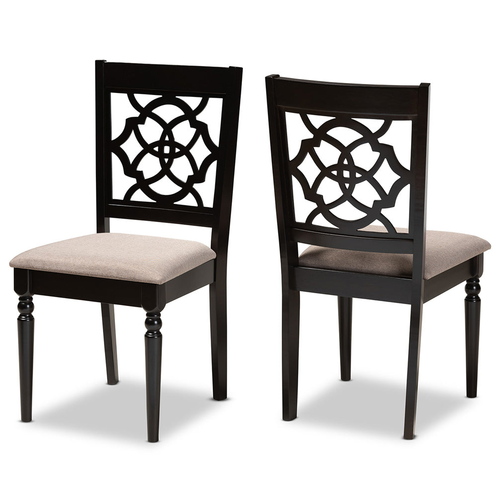 Baxton Studio - Renaud Set of 2 Dining Chairs in Sand/Dark Brown - RH332C-Sand/Dark Brown-DC-2PK view 1